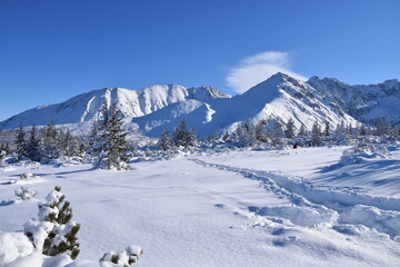 Fototapeta na wymiar Polish mountains Tatry winter snow in the mountain