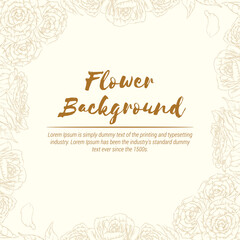 Background Hand Drawn Flower Rose Sketch Floral Engraving