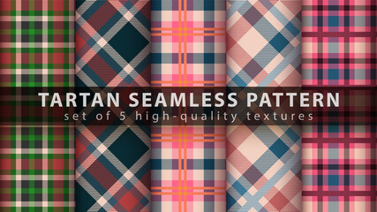 Set classic tartan seamless pattern.