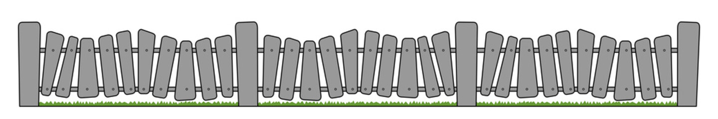 Wooden  gray rustic fence. Cartoon background.