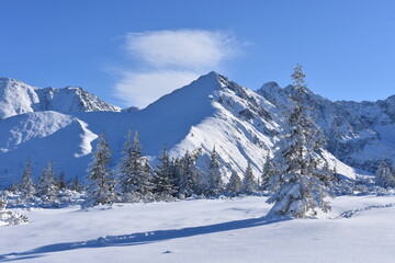 Polish mountains Tatry winter snow in the mountain
