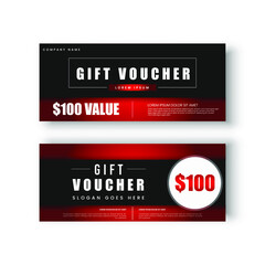 Gift Voucher template, Special Voucher, Sale banner, Horizontal layout, discount cards, headers, website, red background. Eps 10 vector illustration.