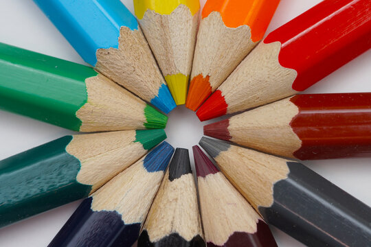 Wooden pens in various colours
