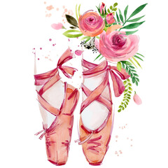 watercolor ballet shoes illustration