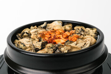 Oyster rice on white background