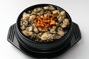 Oyster rice on white background