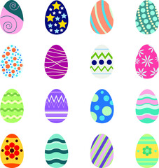 Set of multicolored easter eggs