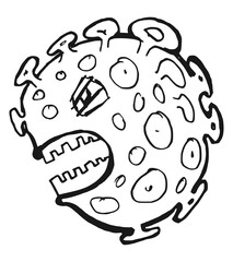 Dangerous coronavirus. Hand drawn, cartoon, vector image