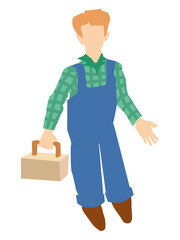 Obraz premium Man with box of working instruments