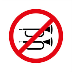 no blowing of horn on white background color editable