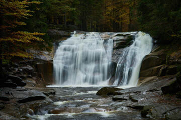 Waterfalls on Mumlava river near Harrachov in Krkonose Mountains