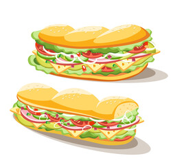Breakfast sandwich set of food on white background, vector illustration