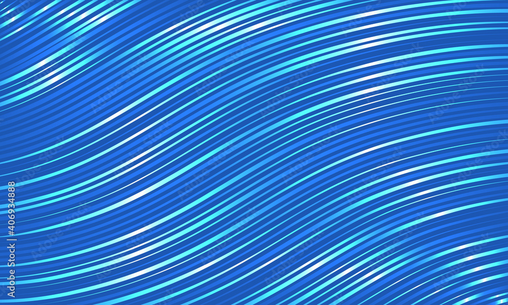 Poster blue color abstract lines background with waves.