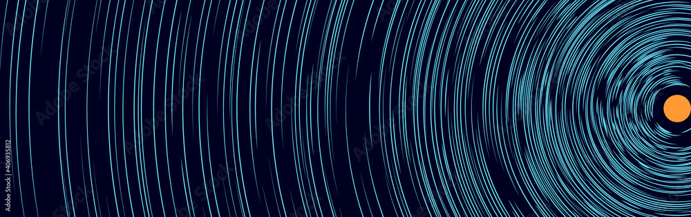 Poster ripple concentric lines over orange circle. water splash effect or moon light concept.