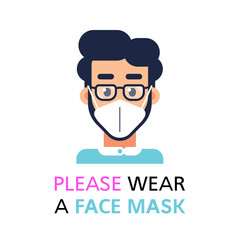 Please Ware A Face Mask, Flat Style Banner
