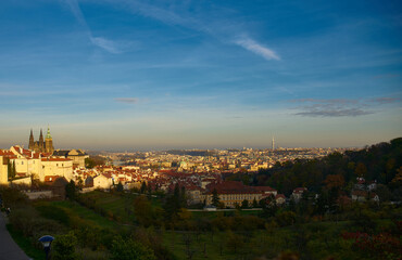 Fototapeta na wymiar Prague Old Town panorama from Prague castle area 