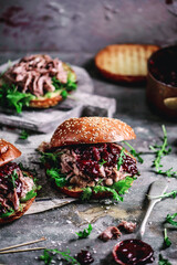 FIVE SPICE PULLED DUCK BUN WITH PLUM SAUCE