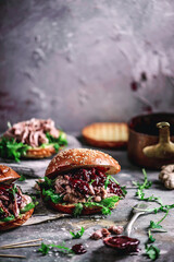 FIVE SPICE PULLED DUCK BUN WITH PLUM SAUCE