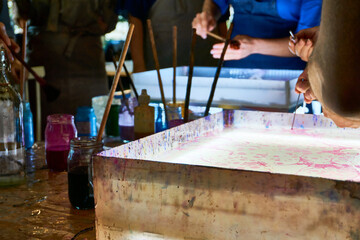 Very old Turkish marbling art named Ebru