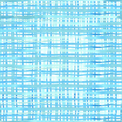 Watercolor checkered seamless pattern on white. Great for fabrics, wrapping papers, covers, digital paper. Hand painted chequered endless texture. Blue and turquoise stripes.
