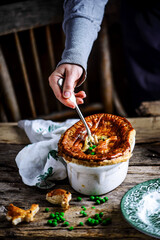 pie with vegetables and rabbit..style rustic. © zoryanchik