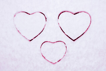 Valentine's day, heart box on the snow shape, heart gift box shape Valentine's Day and snow together!
