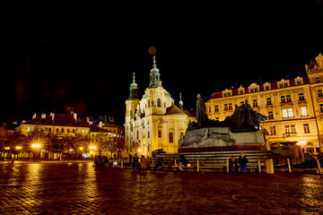 Obraz premium Old Town square in Prague at night