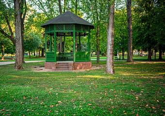 Nice wooden pavilon in the park at lake Balaton