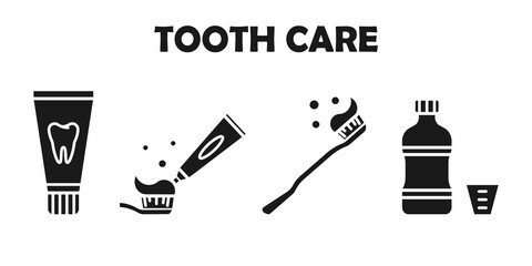 Set of simple dentistry icons. Dental flat vector elements. Tooth care