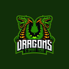 Dragons Mascot Gaming Esport Logo Template. Vector illustration design