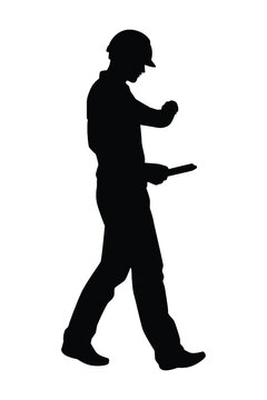 recommend clip art: Engineer silhouette vector on white background