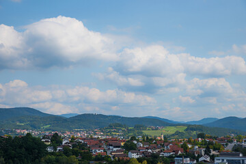 Fototapeta na wymiar view to tourist resort Viechtach, bavarian forest