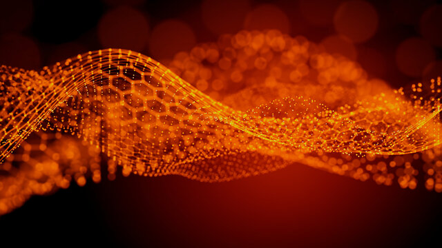 Medical Innovation concept. Scientific information represented as a High Tech Futuristic Particle Network. Abstract background. 3D render