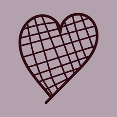 Vector doodle illustration with creative dark red heart for Valentine's Day, wedding, dating on a dark background. Design element for postcard, wallpaper, wrapping paper, print, textile, poster.