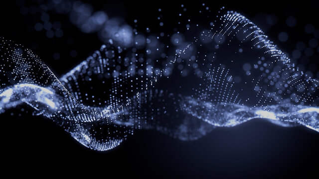 Big Data Vizualisation concept. Information represented as a High Tech Futuristic Particle Network. Abstract background. 3D render