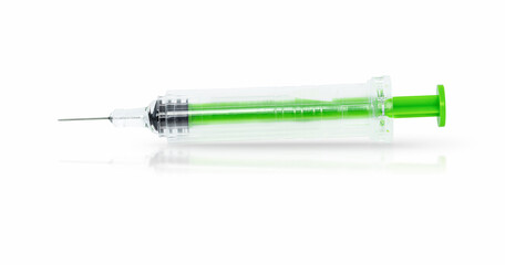 Fototapeta premium Medicine disposable isolated green syringe
