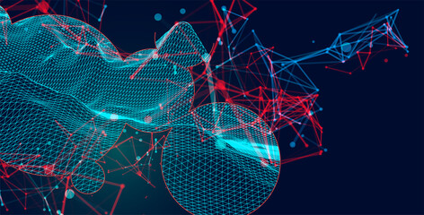 Modern science or technology elements. Trendy abstract background. Cyberspace surface illustration. Vector.