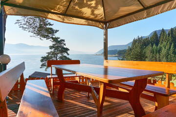 Relaxing pergola with wonderful landscape view