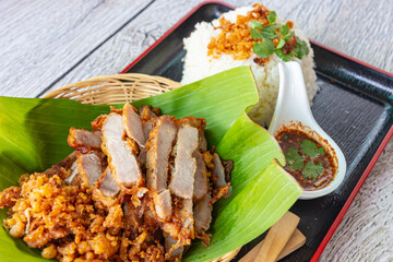 fry pork with sticky rice