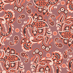 Paisley Floral oriental ethnic Pattern. Seamless Vector Ornament. Damask fabric patterns.