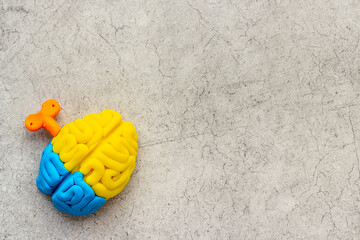 Ideas concept. Work of brain - model made of colorful clay, top view