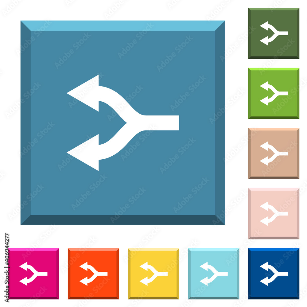 Poster split arrows left white icons on edged square buttons