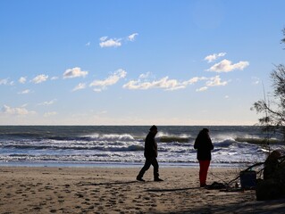 children running on the beach