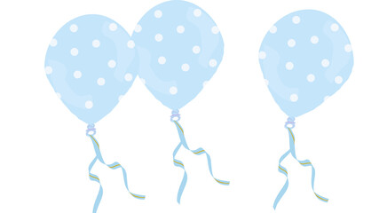 Luftballons in zarter Babyfarbe mit weißen Hintergrund, Freisteller und Illustration
