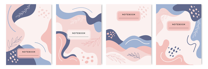 Abstract Cover page Templates Background modern hipster futuristic graphic cover page set Universal abstract cute floral design in pastel colors applicable for notebooks, planners, brochures, book