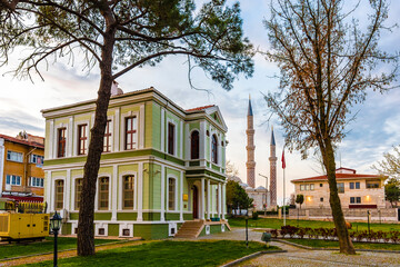 Fototapeta na wymiar Government buildings and garden view in Edirne City of Turkey