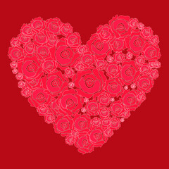 red roses bouquet in heart