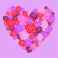 pink roses bouquet in heart