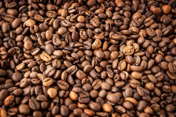 Natural background of brown coffee beans