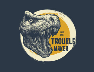 Vintage typography t-shirt graphics with trex face, vector illustration. © RLRRLRLL